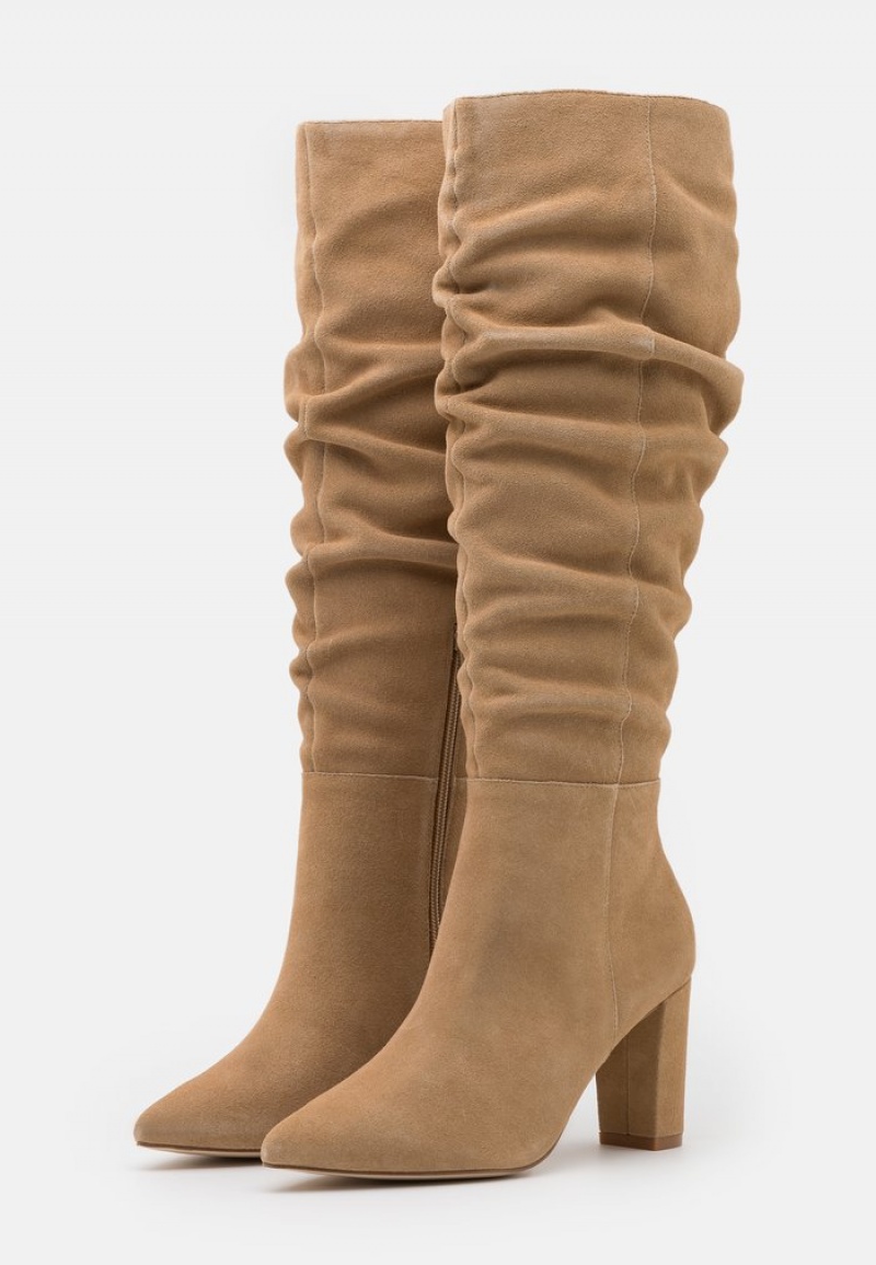 Anna Field Flash Sale Leather High Klackar Stövlar Dam Beige | SE-RTDXWH370