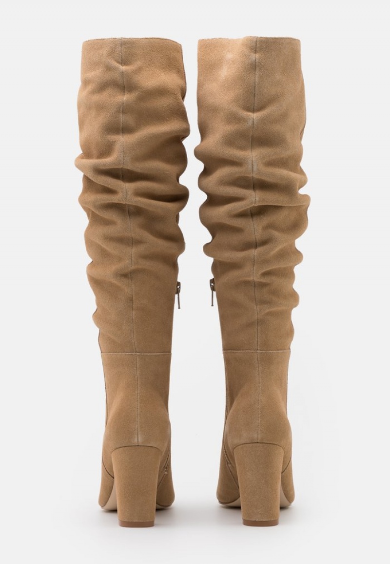 Anna Field Flash Sale Leather High Klackar Stövlar Dam Beige | SE-RTDXWH370