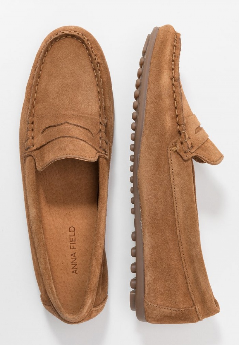 Anna Field Flash Sale Leather Moccasins Låga Skor Dam Bruna | SE-SYZQFM521