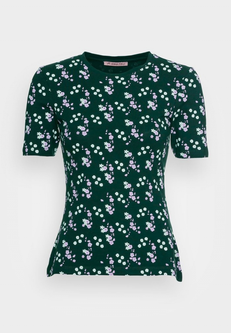 Anna Field Flash Sale Print T-Shirt Dam Gröna | SE-UJZTPL268