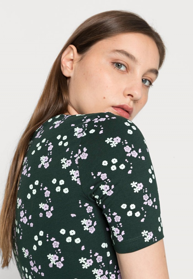 Anna Field Flash Sale Print T-Shirt Dam Gröna | SE-UJZTPL268