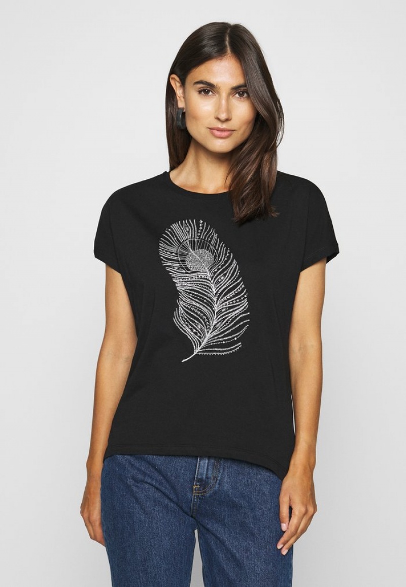 Anna Field Flash Sale Print T-Shirt Dam Svarta | SE-VIQBPT805