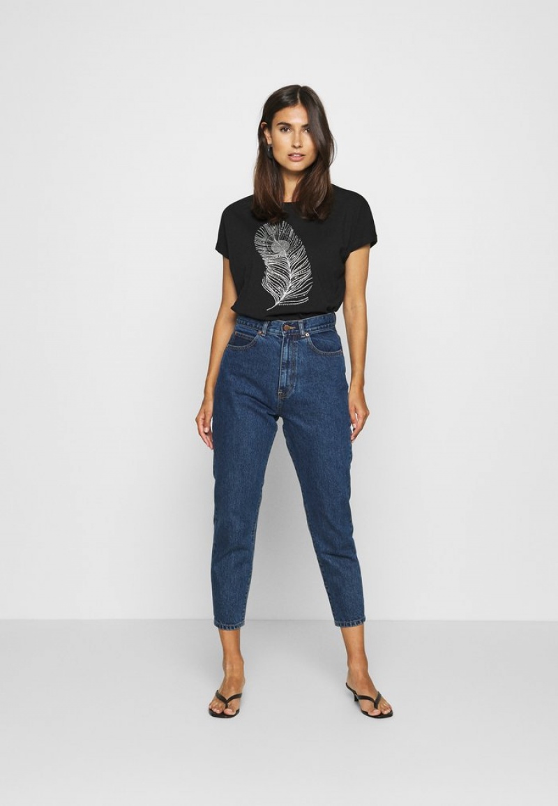 Anna Field Flash Sale Print T-Shirt Dam Svarta | SE-VIQBPT805