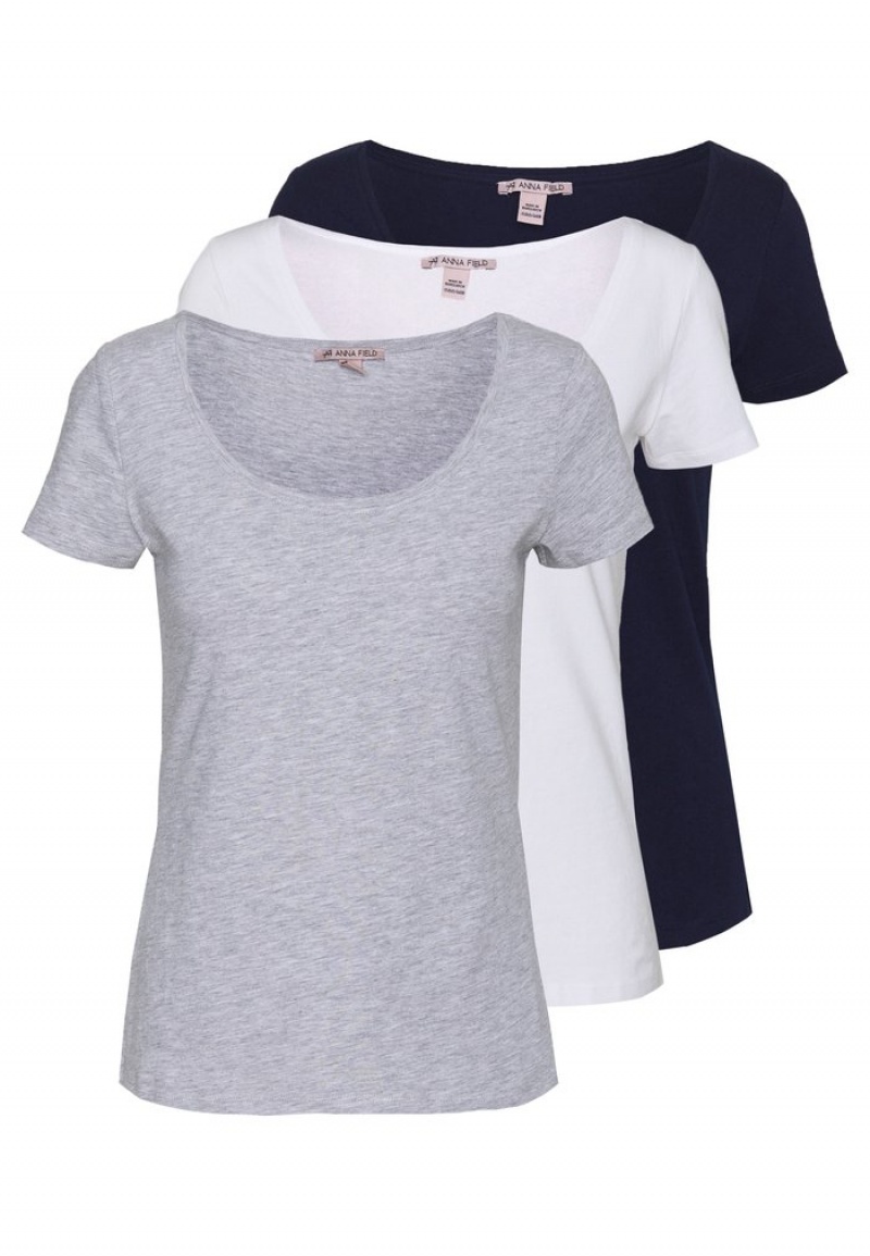 Anna Field Hot Sale 3 Pack Basic T-Shirt Dam Vita | SE-FXBITC289