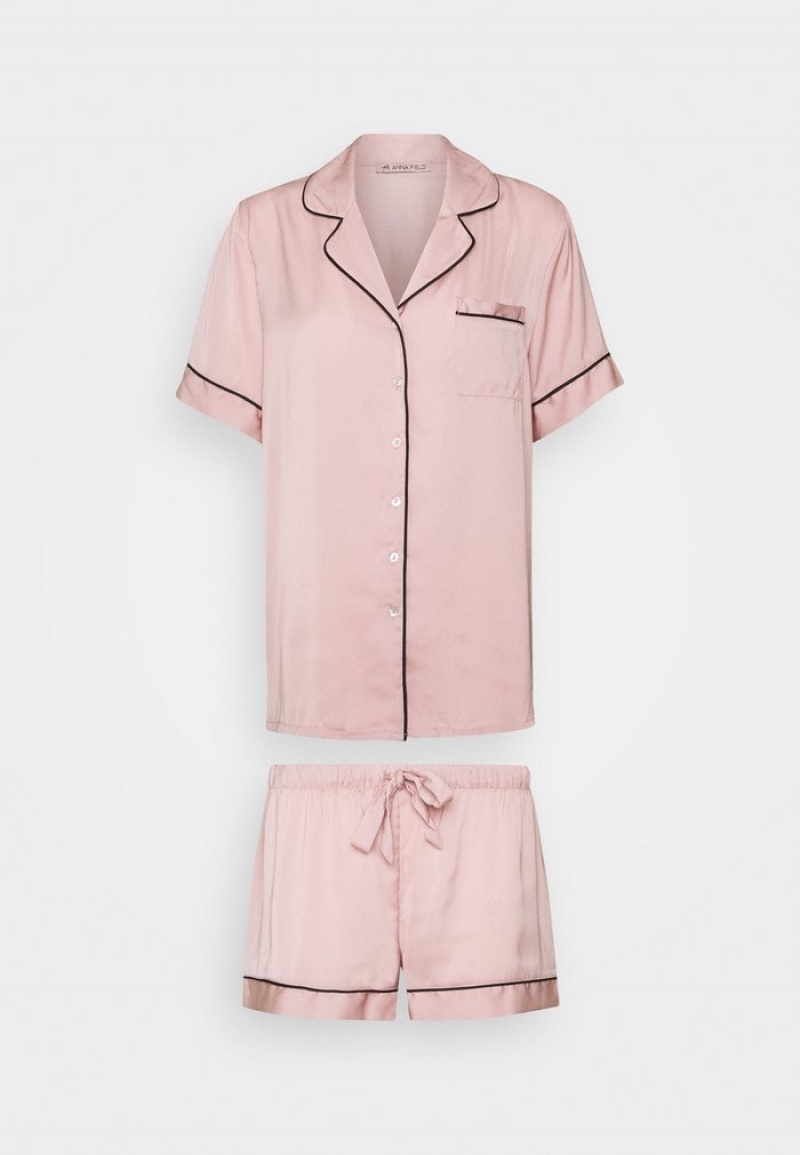 Anna Field Hot Sale Amanda Korta Sleeve Pj Set Pyjamasset Dam Rosa | SE-HGOBSW376