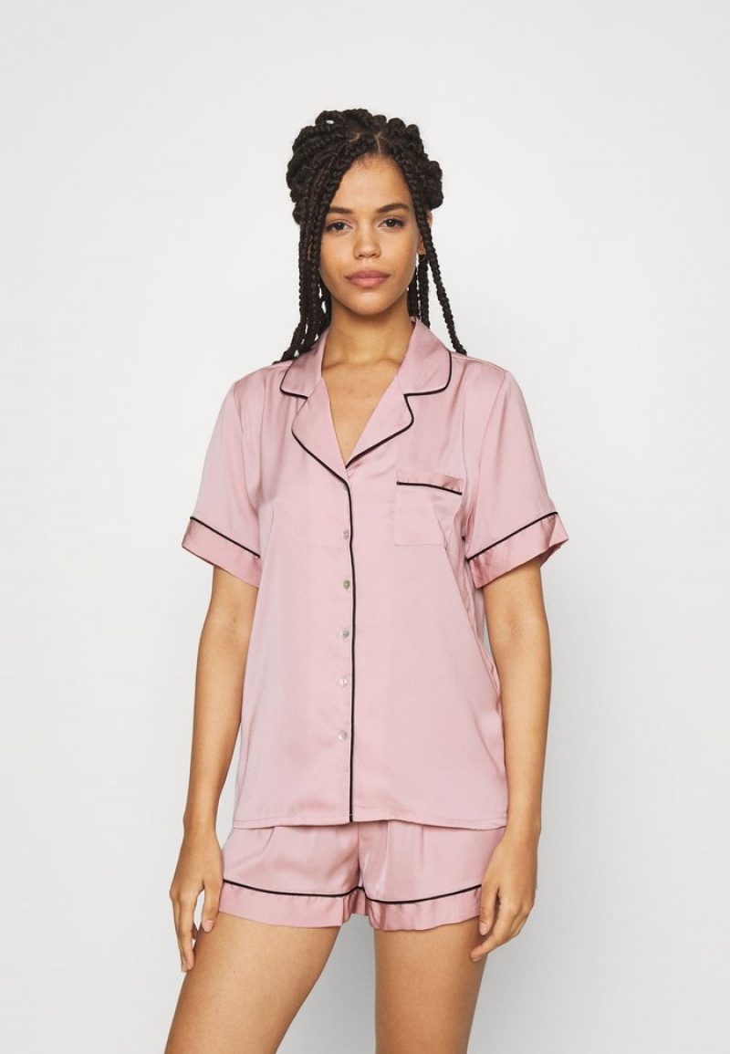 Anna Field Hot Sale Amanda Korta Sleeve Pj Set Pyjamasset Dam Rosa | SE-HGOBSW376