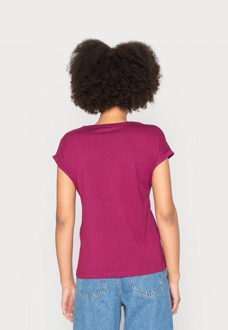 Anna Field Hot Sale Basic T-Shirt Dam Mörkröda | SE-EINSWQ982