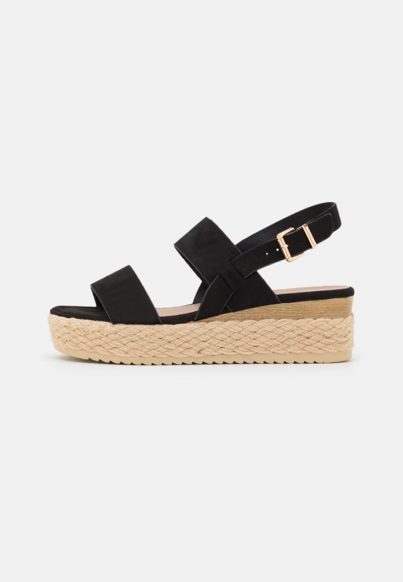 Anna Field Hot Sale Bekvämlighet Espadrilles Sandaler Dam Svarta | SE-RVJAPX743