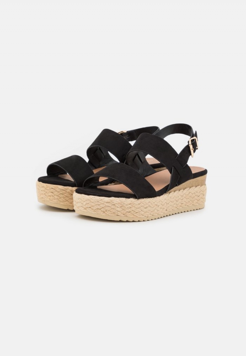 Anna Field Hot Sale Bekvämlighet Espadrilles Sandaler Dam Svarta | SE-RVJAPX743