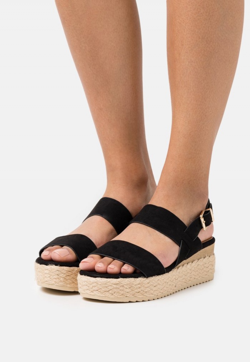 Anna Field Hot Sale Bekvämlighet Espadrilles Sandaler Dam Svarta | SE-RVJAPX743