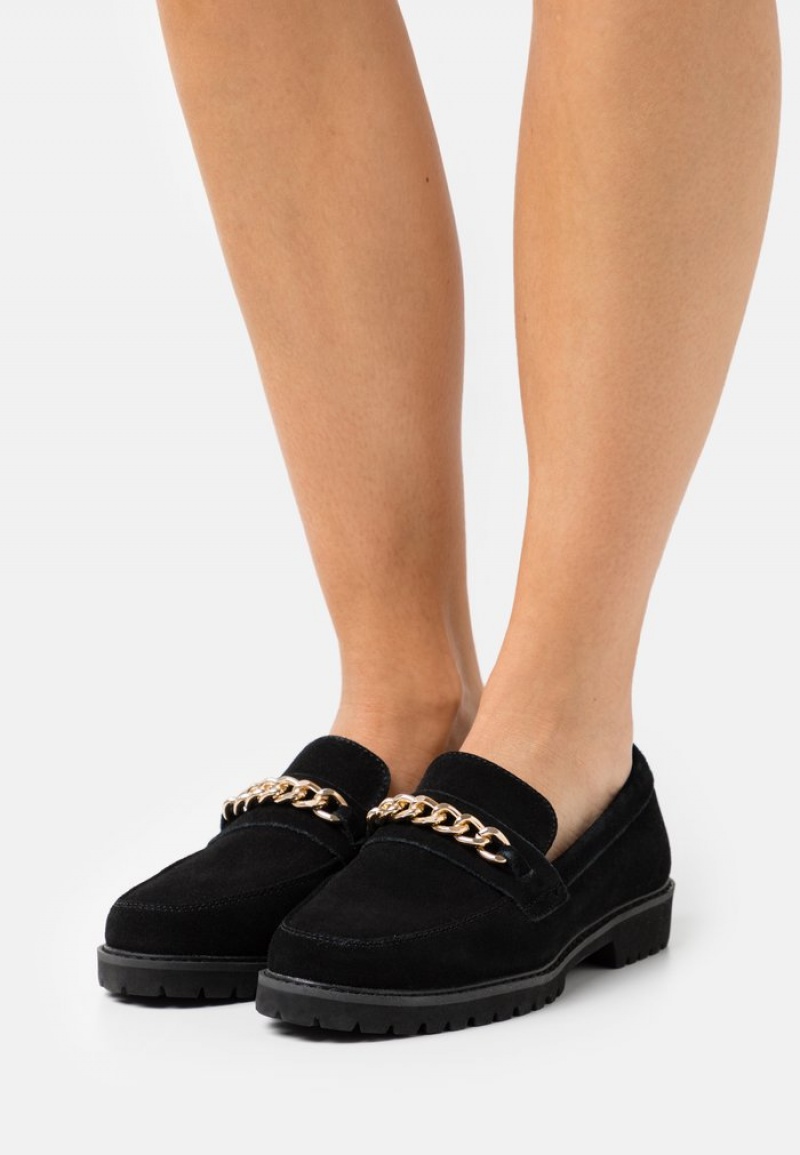 Anna Field Hot Sale Bekvämlighet Leather Slip-Ons Låga Skor Dam Svarta | SE-XFRTBS520