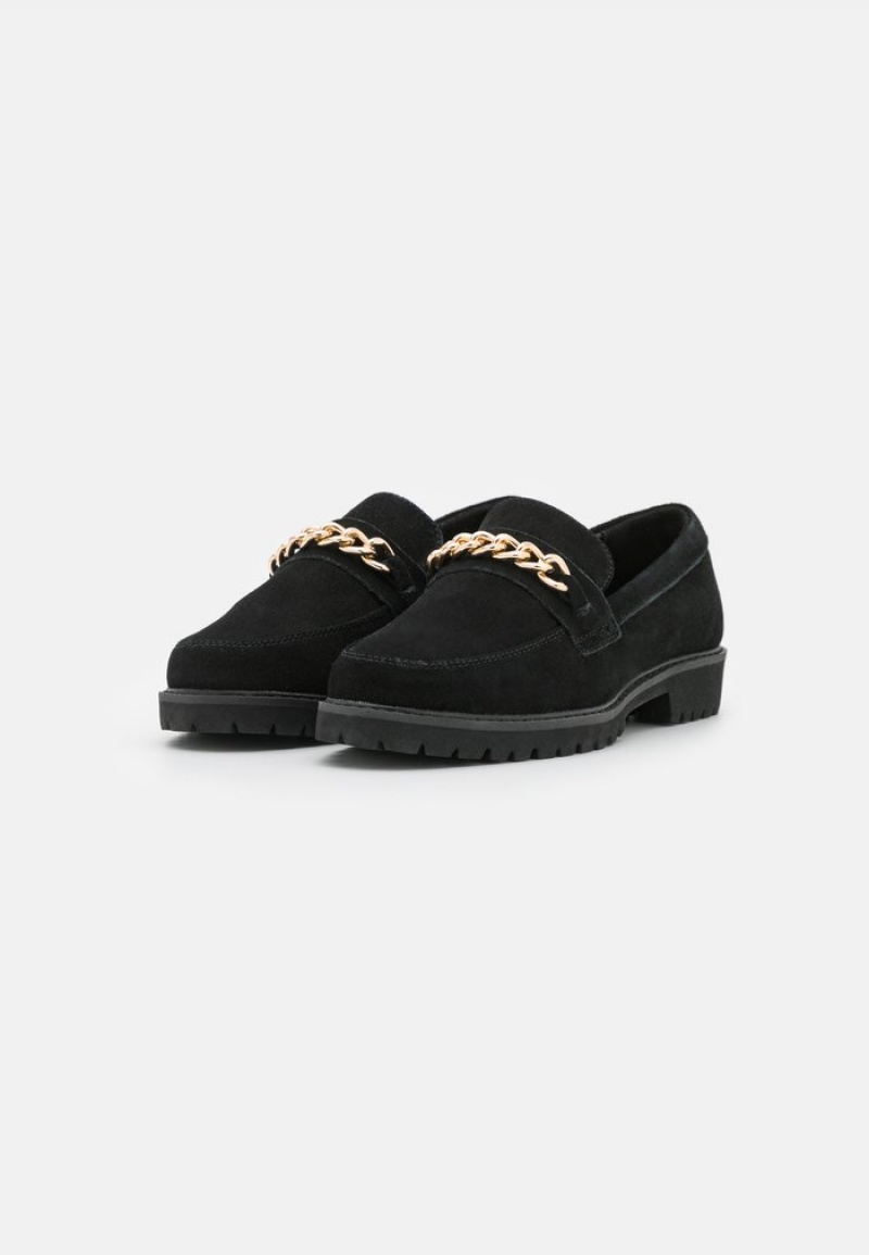 Anna Field Hot Sale Bekvämlighet Leather Slip-Ons Låga Skor Dam Svarta | SE-XFRTBS520