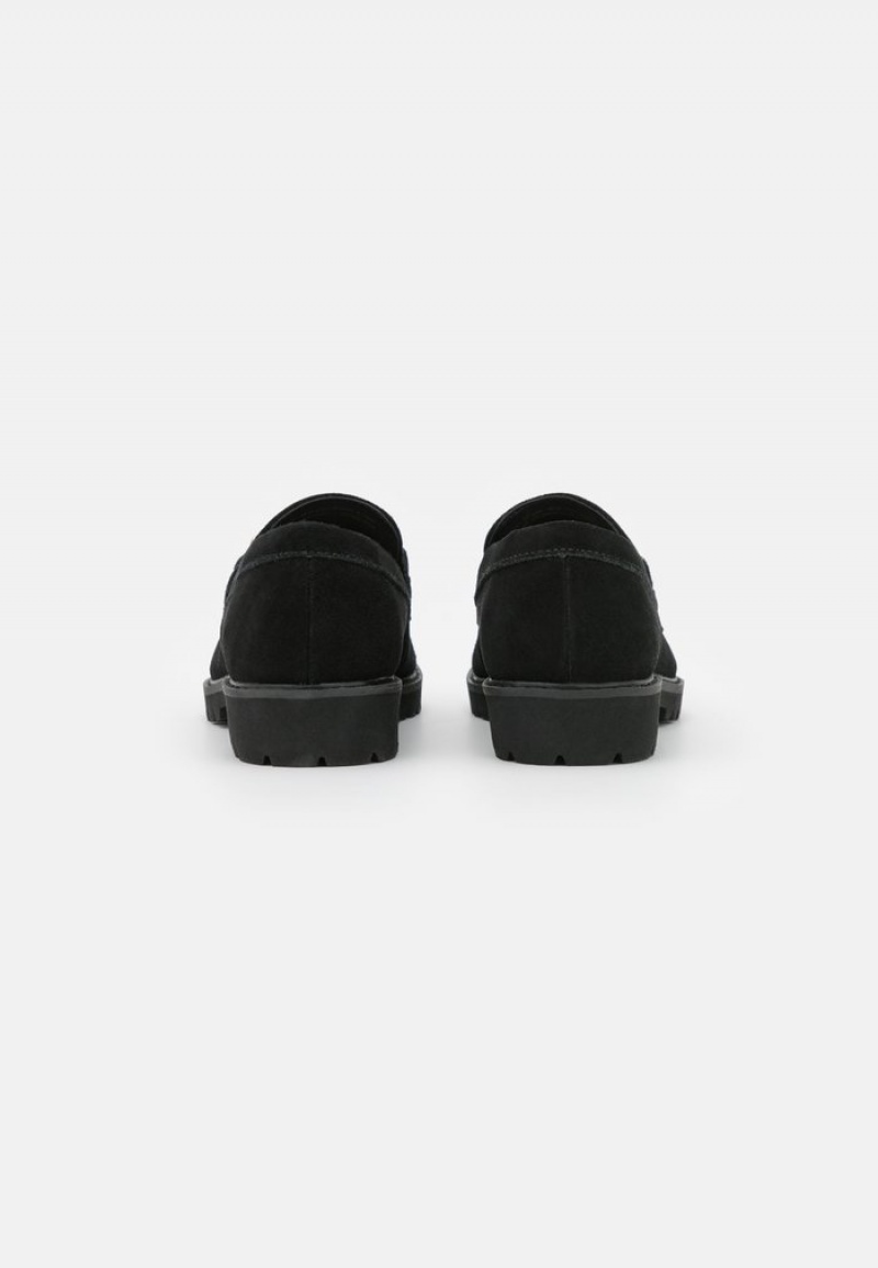 Anna Field Hot Sale Bekvämlighet Leather Slip-Ons Låga Skor Dam Svarta | SE-XFRTBS520