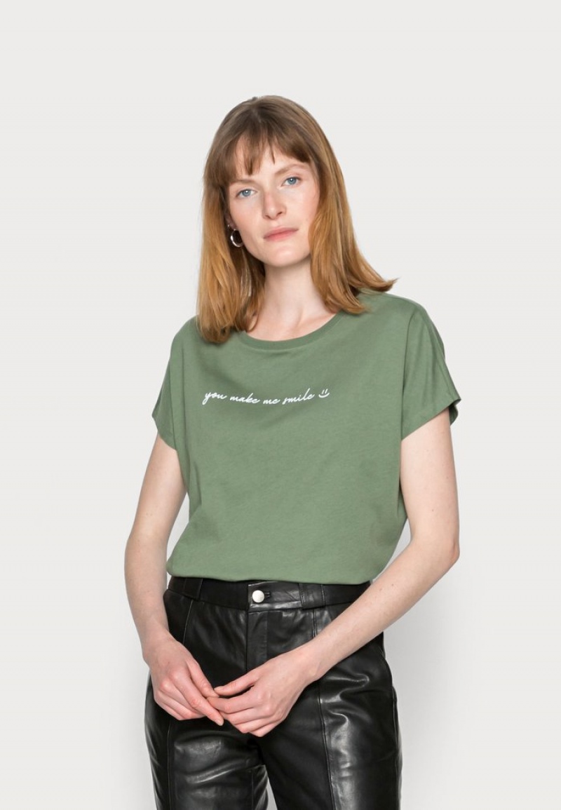 Anna Field Hot Sale Francesca Print T-Shirt Dam Gröna | SE-RMUHIE452