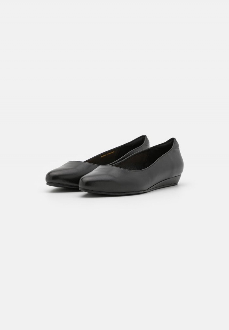 Anna Field Hot Sale Leather Ballet Pumps Ballerina Dam Svarta | SE-IZECDA801