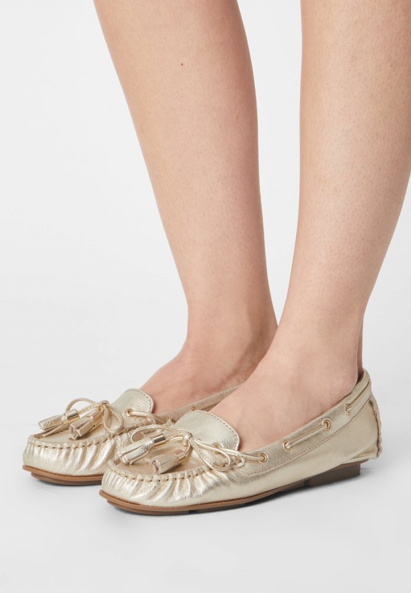 Anna Field Hot Sale Leather Moccasins Låga Skor Dam Guld | SE-CTZUKE487