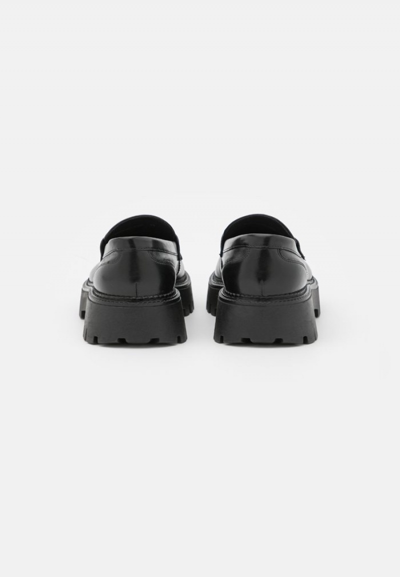 Anna Field Hot Sale Leather Slip-Ons Låga Skor Dam Svarta | SE-TQNHIG154