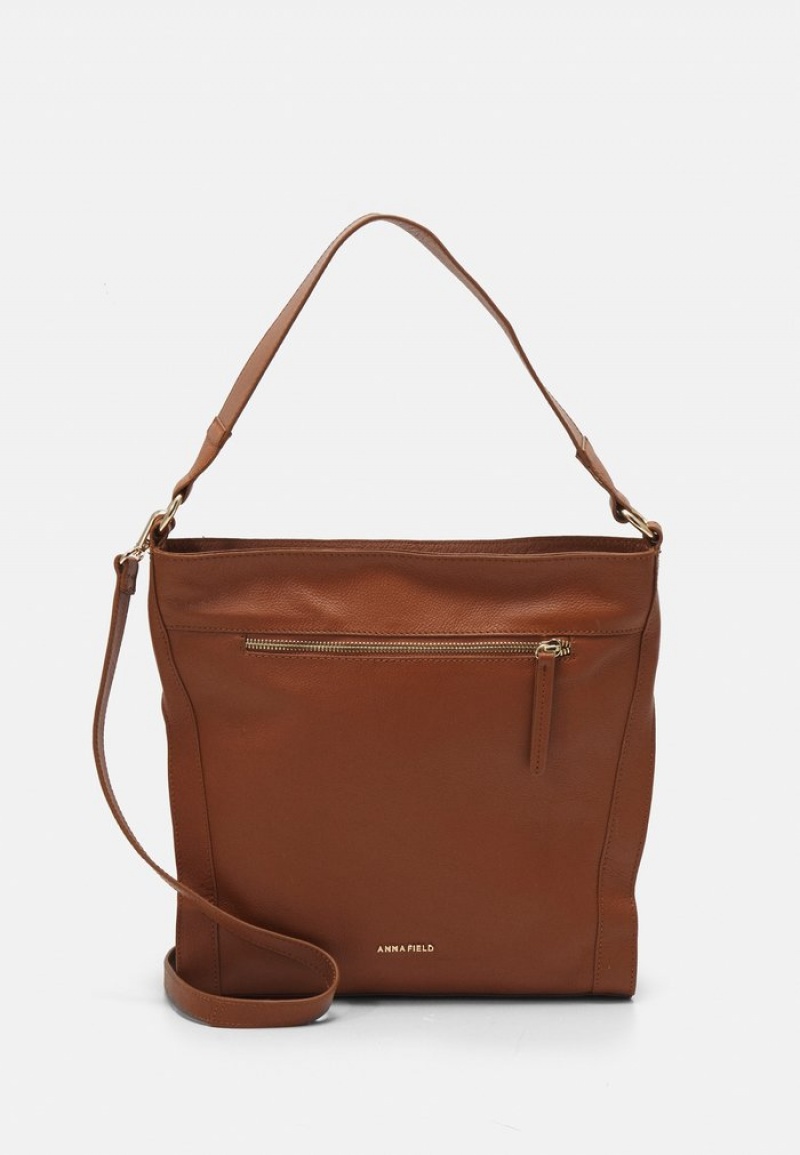 Anna Field Hot Sale Leather Toteväska Dam Bruna | SE-ILGEJP064