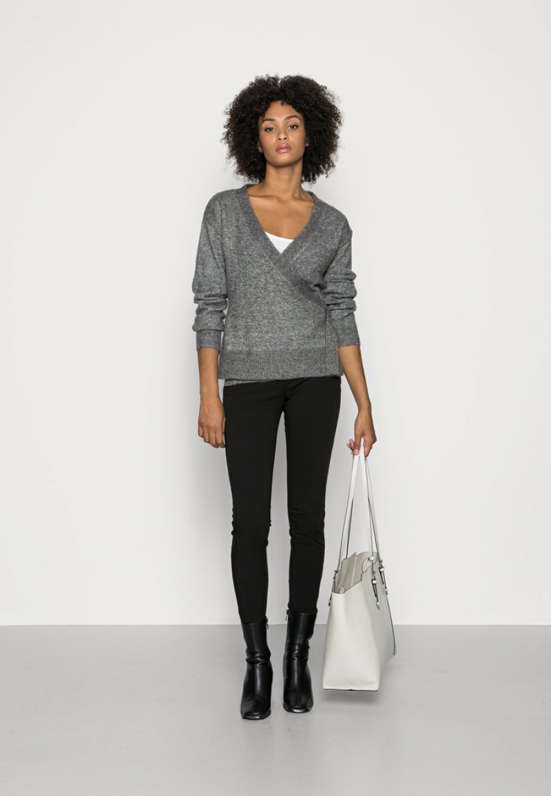 Anna Field Hot Sale Loose Fit Wrap Jumper Pullover Dam Mörkgrå | SE-IGYKAW408