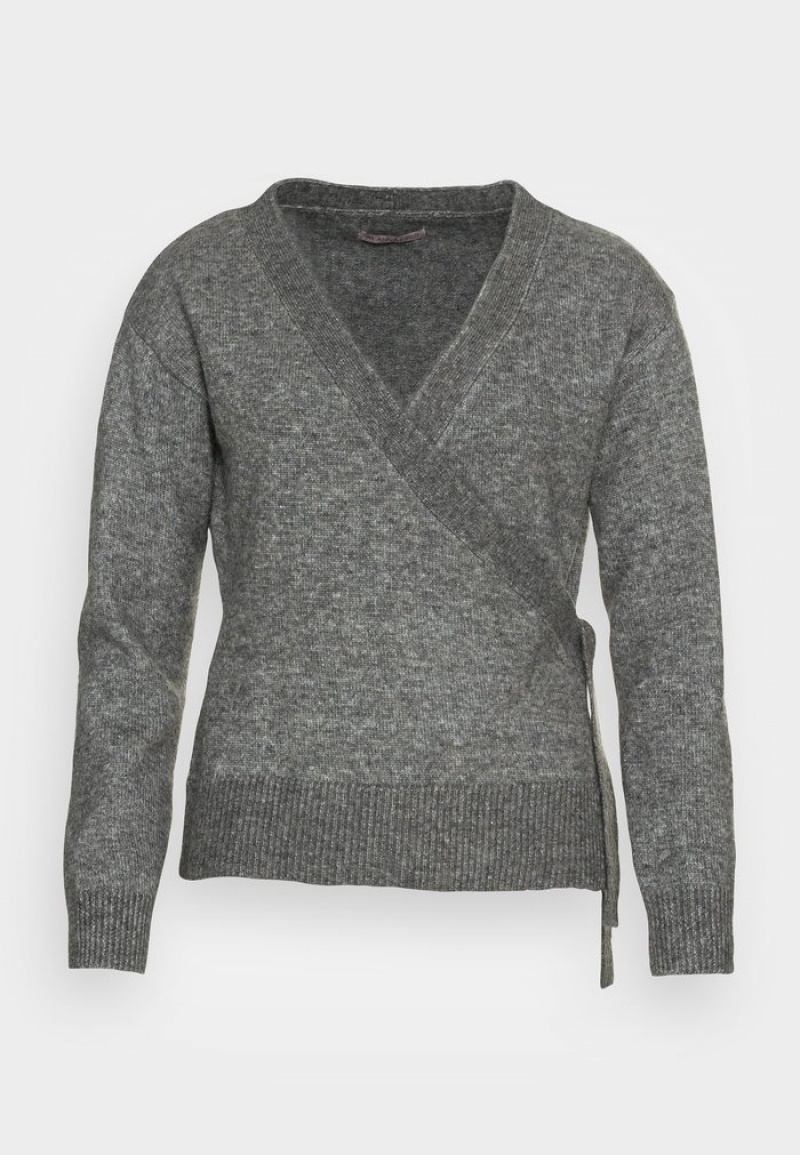 Anna Field Hot Sale Loose Fit Wrap Jumper Pullover Dam Mörkgrå | SE-IGYKAW408