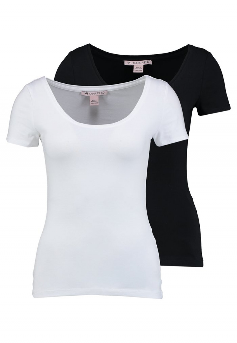 Anna Field New 2 Pack Basic T-Shirt Dam Svarta | SE-IDFLYG856