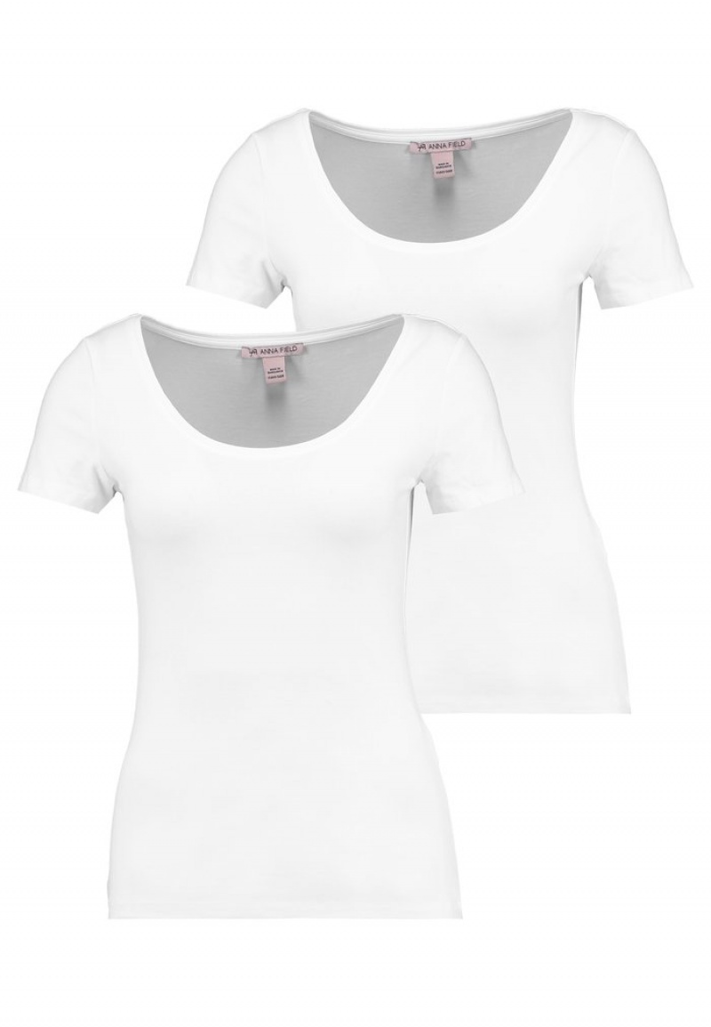 Anna Field New 2 Pack Basic T-Shirt Dam Vita | SE-FDMLNZ847