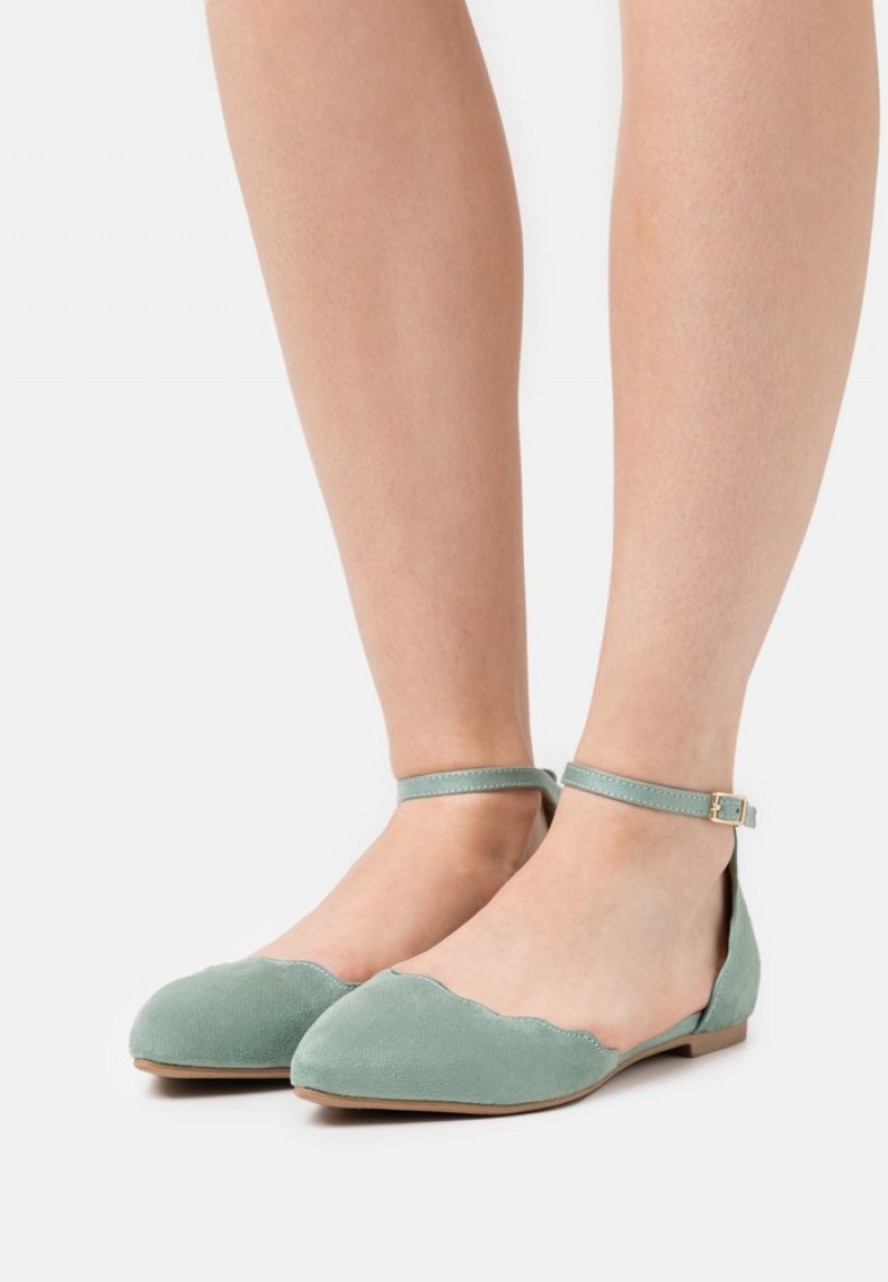 Anna Field New Ankle Rem Ballet Pumps Ballerina Dam Mintgröna | SE-HABPDO827