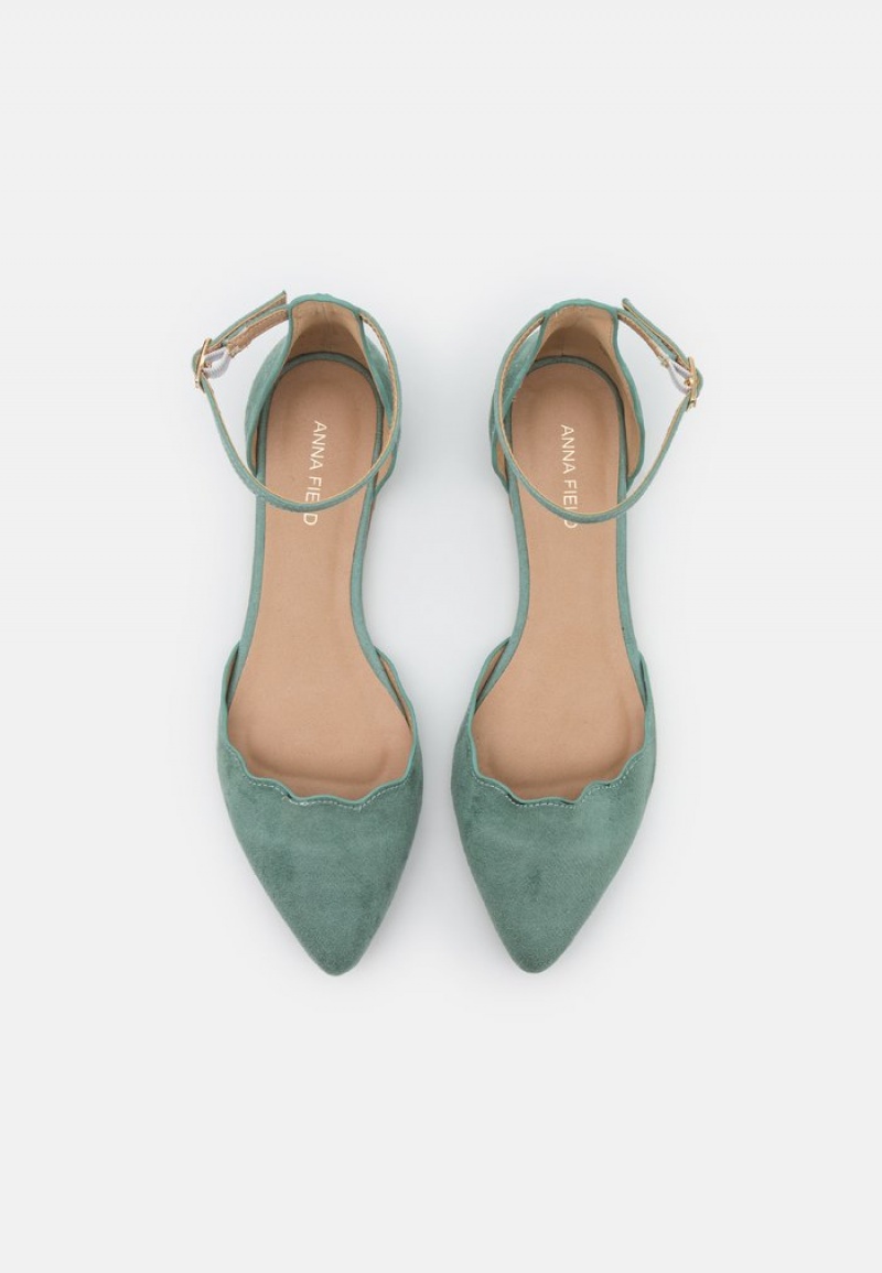 Anna Field New Ankle Rem Ballet Pumps Ballerina Dam Mintgröna | SE-HABPDO827