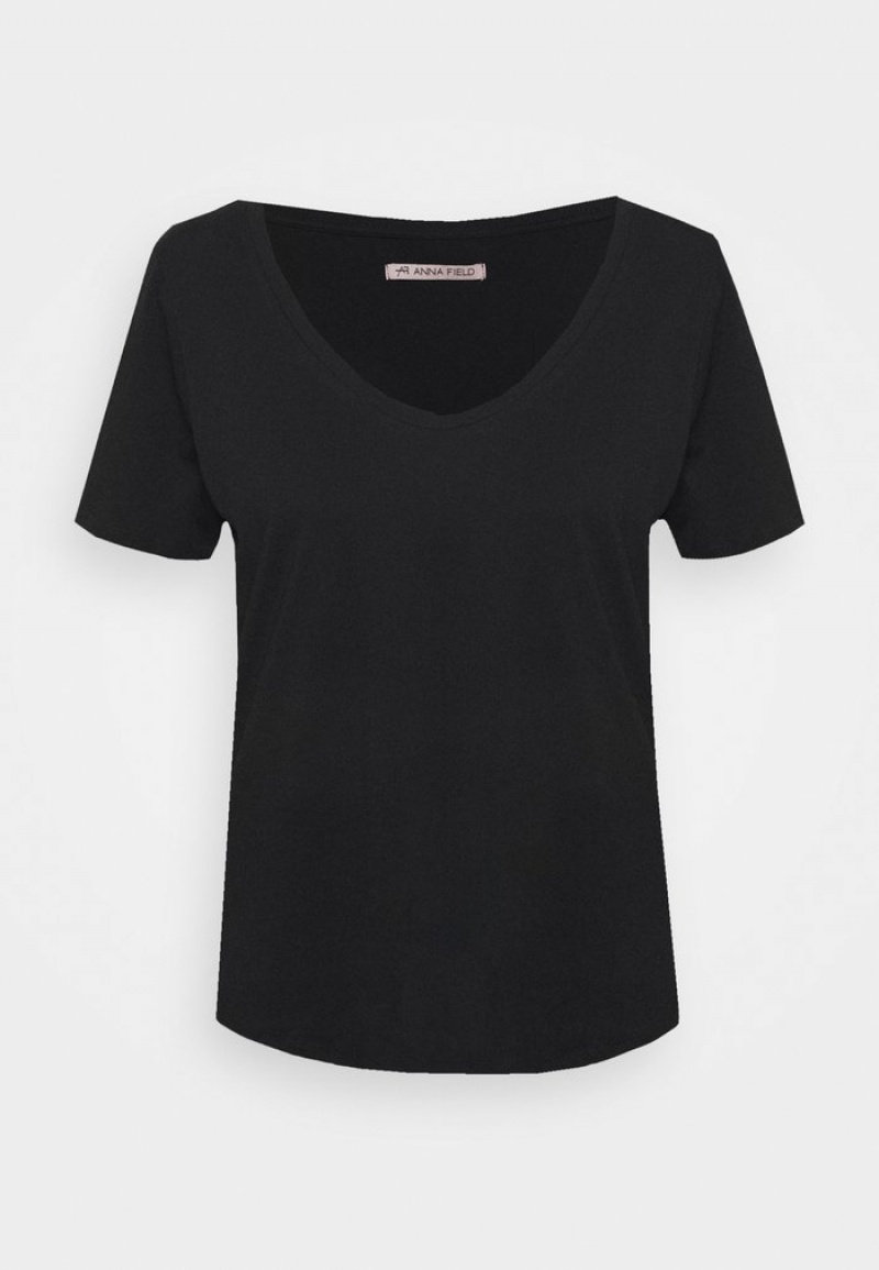 Anna Field New Basic T-Shirt Dam Svarta | SE-DSUJKM259