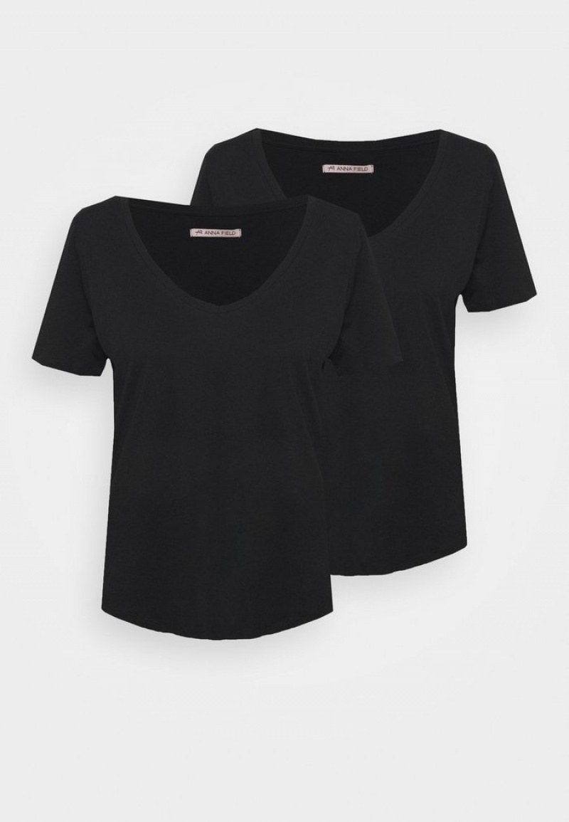 Anna Field New Basic T-Shirt Dam Svarta | SE-DSUJKM259