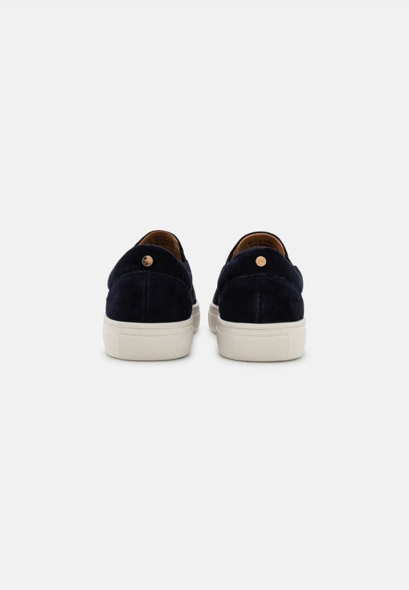 Anna Field New Bekvämlighet Leather Slip-Ons Låga Skor Dam Mörkblå | SE-UOAPVX208