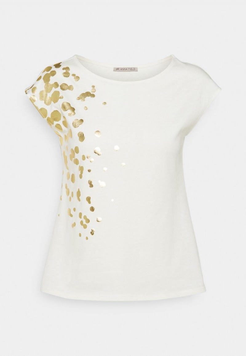 Anna Field New Print T-Shirt Dam Beige | SE-PTHIZG482