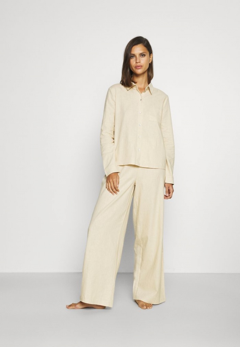 Anna Field New Pyjamasset Dam Beige | SE-KYSRLM109