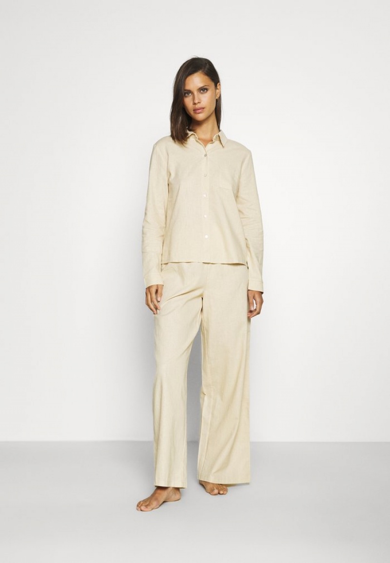 Anna Field New Pyjamasset Dam Beige | SE-KYSRLM109