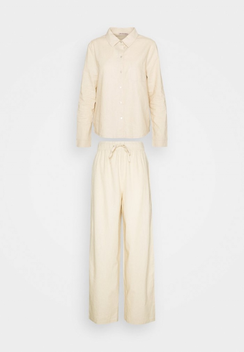 Anna Field New Pyjamasset Dam Beige | SE-KYSRLM109