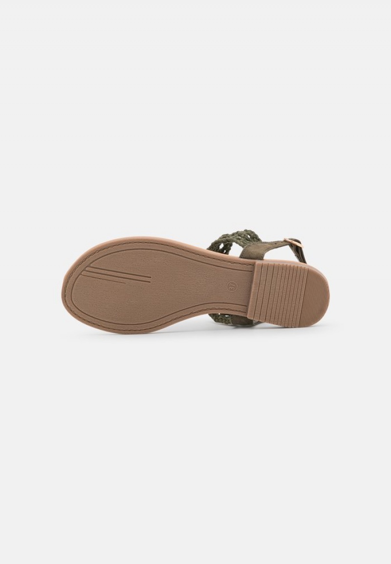 Anna Field New T-Bar Sandaler Dam Khaki | SE-AQKBRT148