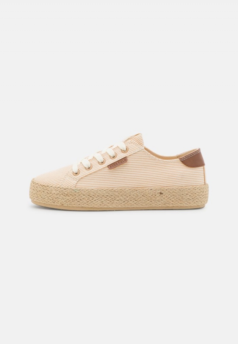 Anna Field New Vanliga Spets-Ups Låga Skor Dam Beige | SE-SRVJXZ961