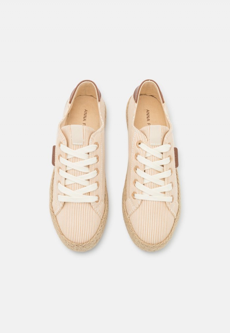 Anna Field New Vanliga Spets-Ups Låga Skor Dam Beige | SE-SRVJXZ961