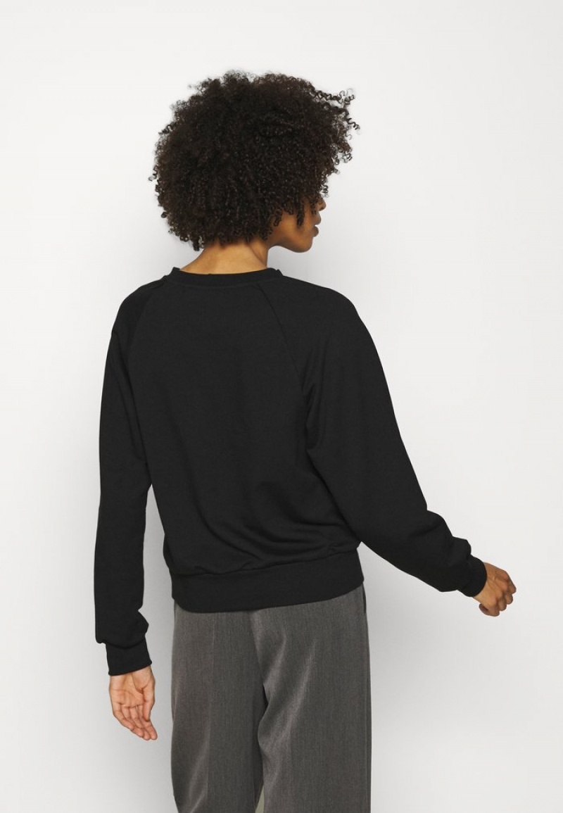 Anna Field Outlet Basic Clean Crew Neck Sweatshirt Sweatshirt Pullover Dam Svarta | SE-ODGVRJ149