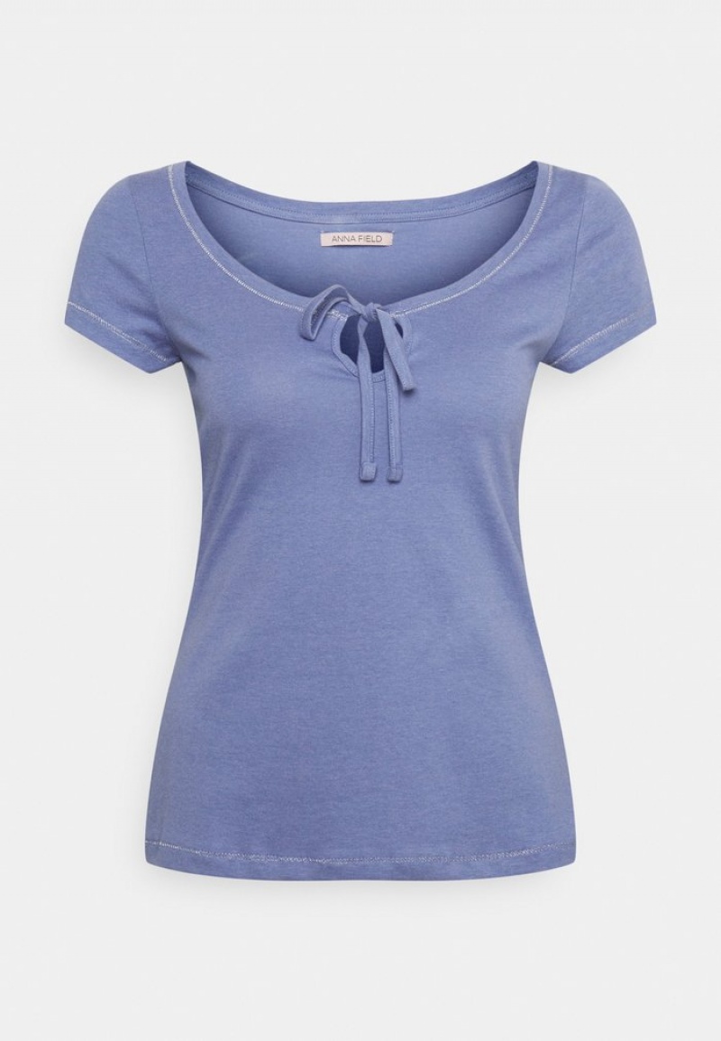 Anna Field Outlet Basic T-Shirt Dam Blå | SE-TIJWNS823