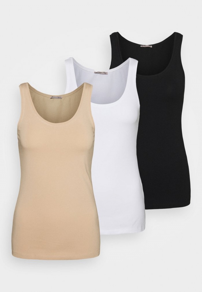 Anna Field Outlet Basic Tank 3Er Pack Top T-Shirt Dam Svarta | SE-IOBKQH601