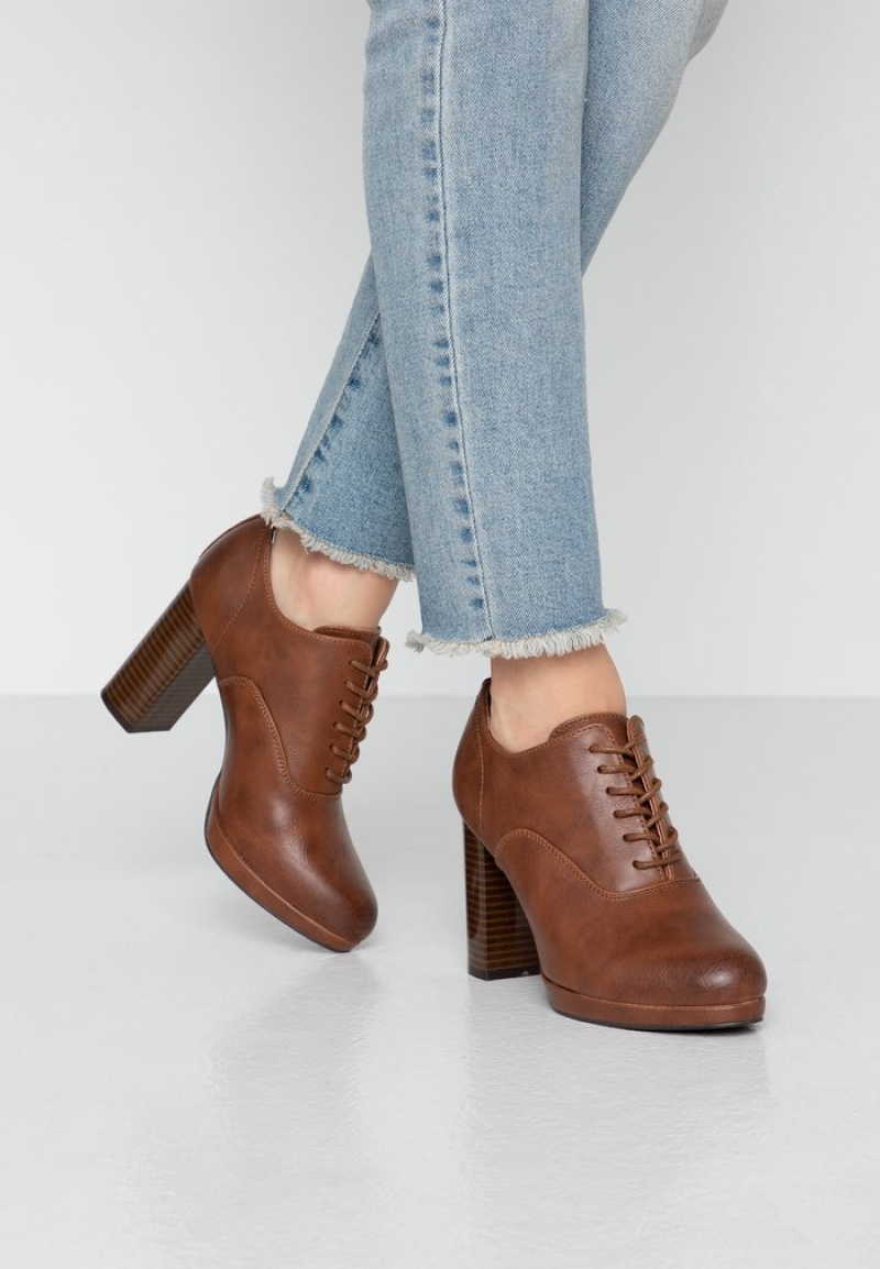 Anna Field Outlet High Klackar Ankle Boots Klackar Dam Bruna | SE-PBFTLS283