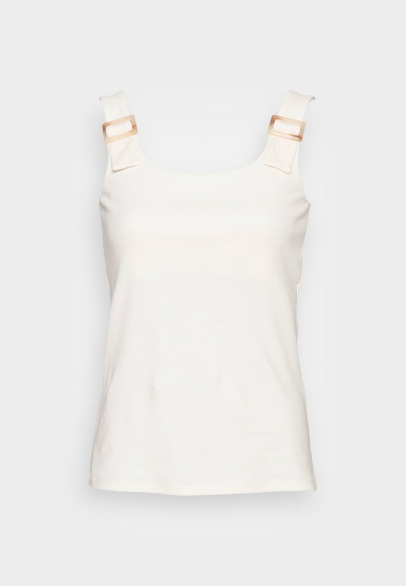 Anna Field Outlet Horn Spännen Top Clean Finish Top T-Shirt Dam Beige | SE-NUFDBO346