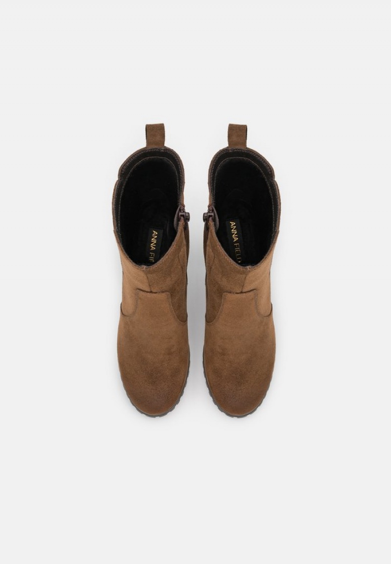 Anna Field Outlet Leather High Klackar Stövletter Dam Bruna | SE-ARHNXF632