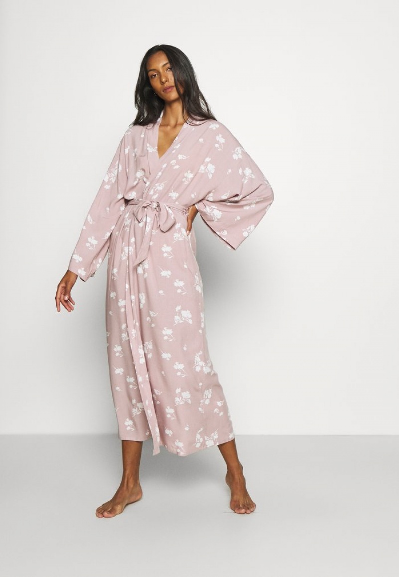 Anna Field Outlet Lisha Long Printed Robe Klänning Gown Bathrobe Dam Olika Färger | SE-QWBPAC103