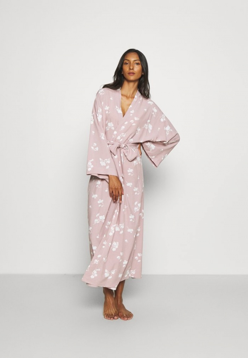 Anna Field Outlet Lisha Long Printed Robe Klänning Gown Bathrobe Dam Olika Färger | SE-QWBPAC103