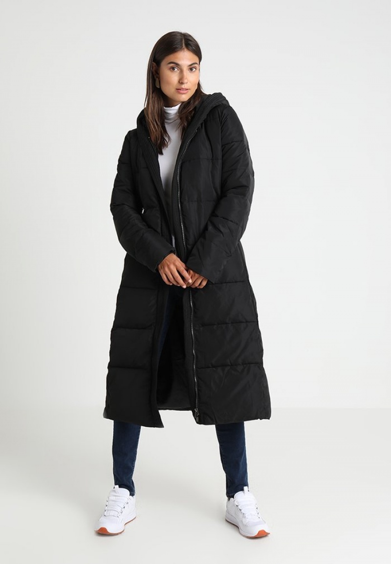 Anna Field Outlet Long Coat With Hood Vinter Kappa Dam Svarta | SE-BNRSWZ936