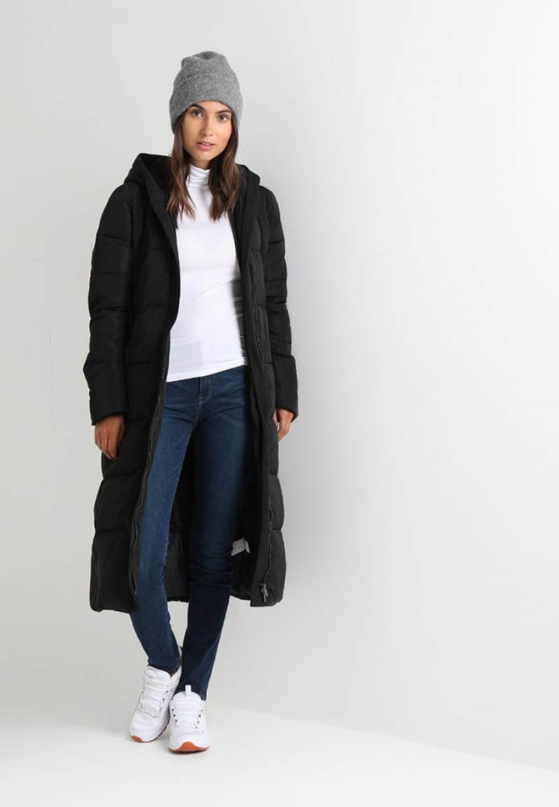 Anna Field Outlet Long Coat With Hood Vinter Kappa Dam Svarta | SE-BNRSWZ936