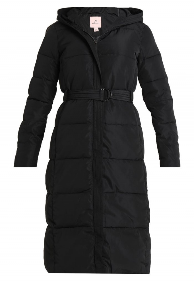 Anna Field Outlet Long Coat With Hood Vinter Kappa Dam Svarta | SE-BNRSWZ936