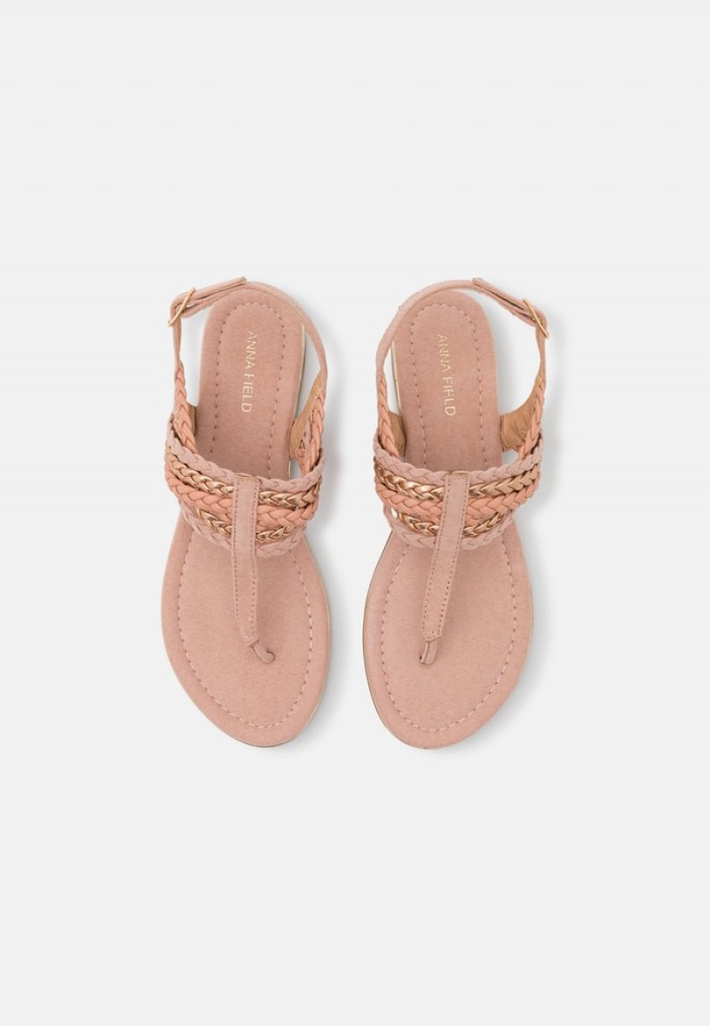 Anna Field Outlet T-Bar Sandaler Dam Rosa Guld | SE-DJCWQL753